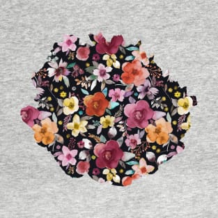 WINTER FLOWER BOUQUETS MULTI BLACK T-Shirt